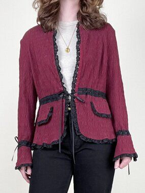 Vintage 90s Y2K Blazer Blouse Whimsigoth Fairycore Romantic Renaissance Flare XL